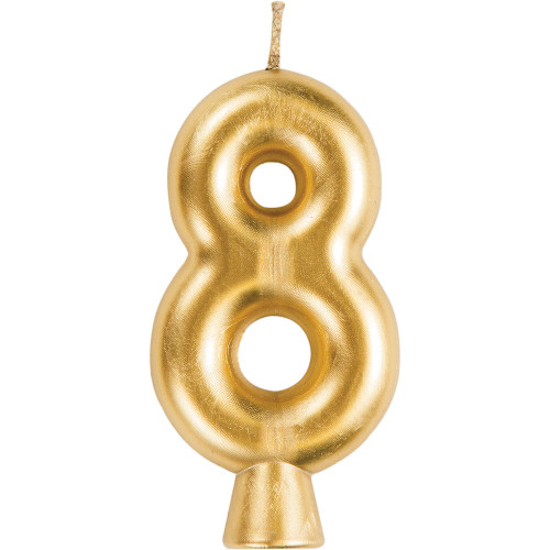 Metallic Number 8 Celebration Candles - 2.75" - Gold - Club Pack of 12 - IMAGE 1