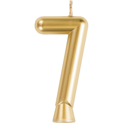 12 Gold Numeric 7 Birthday Candles 2.75" - IMAGE 1