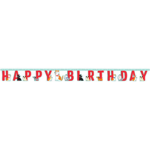 Club pack of 12 Green and Red Dog Party Happy Birthday Banner 75.6" - IMAGE 1