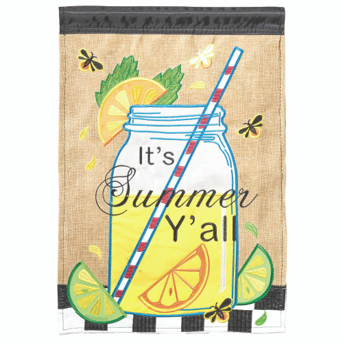 Beige and Yellow "Its Summer Y'all" Printed Rectangular Garden Flag 18" x 13" - IMAGE 1