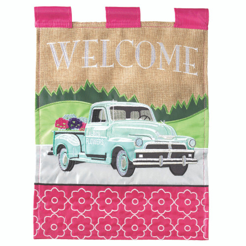 Vintage Flower Truck Outdoor Garden Flag - 18" x 13" - IMAGE 1
