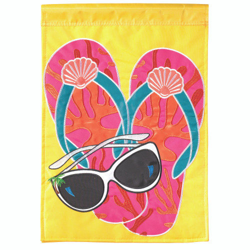 Beach Flip Flops and Sunglass Outdoor House Flag - 42" x 29" - IMAGE 1