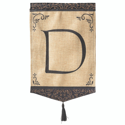 Monogram D Embroidered Outdoor Garden Flag with Tassel - 18" x 13" - IMAGE 1