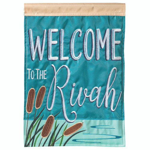 Blue and Brown "WELCOME TO THE Riviah" Garden Flag 18" x 13" - IMAGE 1