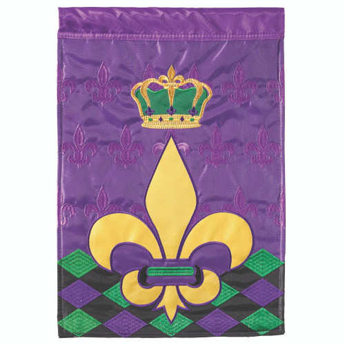 Purple and Yellow Crowned Fleur De Lis Rectangular Garden Flag 18" x 13" - IMAGE 1