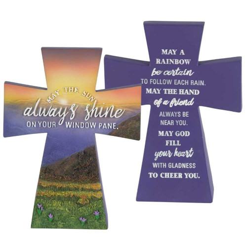 May The Sun Always Shine Irish Blessing Double Sided Cross - 5.25" - IMAGE 1