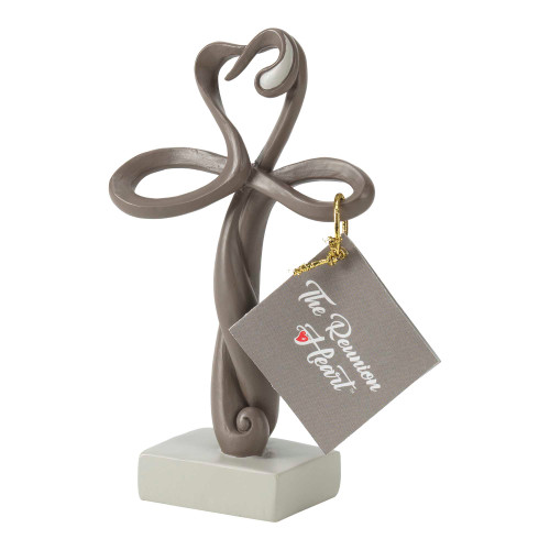 Heart Cross with Reunion Bereavement Poem Tag - 6" - Taupe - IMAGE 1