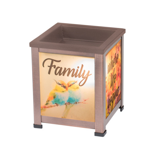 5" Antique Bronze Finish "Family where life begins" Printed Interchangeable Warmer - IMAGE 1