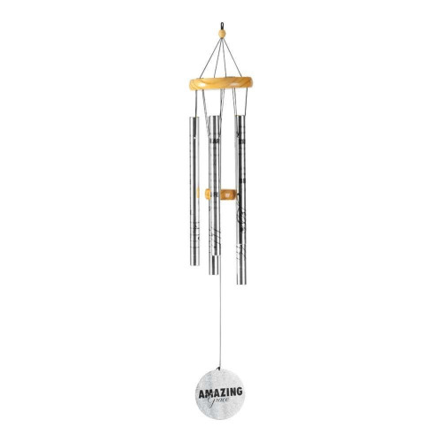 33" Silver and Gold Amazing Grace Hanging Windchime - IMAGE 1