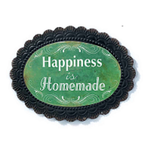 18" Green "Happiness is Homemade" Oval Wall Plaque - IMAGE 1
