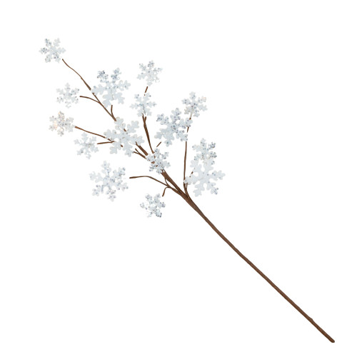 24" White and Brown Snowflake Outdoor Christmas Spray - IMAGE 1