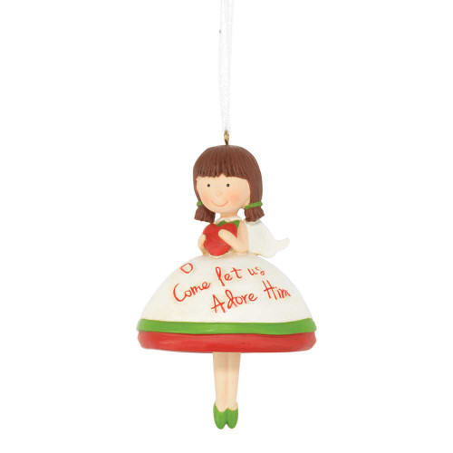 Pack of 3 Red and White O Come Let Us Adore Him Dangling Christmas Ornaments 4" - IMAGE 1