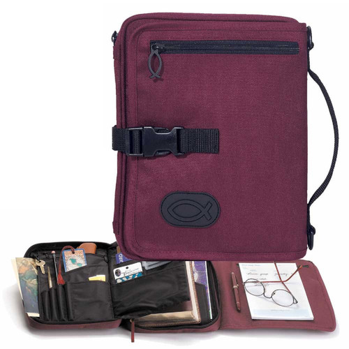 Bible Book Organizer Tote with Ichthys Symbol - 10.75” - IMAGE 1