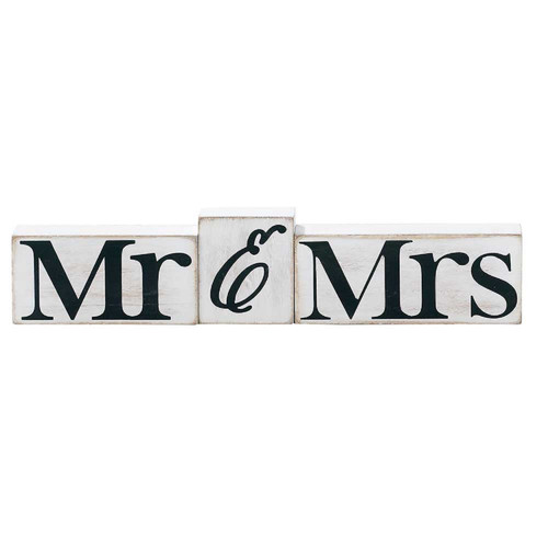 7.5” Black White “Mr & Mrs” 3 Piece Tabletop Blocks - IMAGE 1