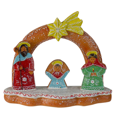 8" Glitter Dusted Gingerbread Holy Family Christmas Nativity Decoration - IMAGE 1