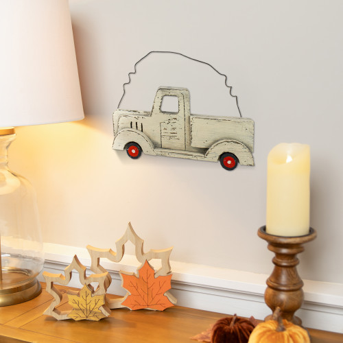 2-D Vintage-Style Pick Up Truck Wooden Fall Harvest Wall Decoration - 11.75" - IMAGE 1