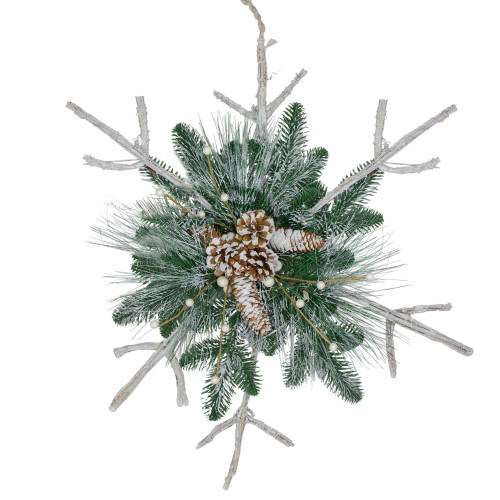 Frosted Mixed Pine Twig Snowflake Christmas Ornament - Large - 24" - IMAGE 1