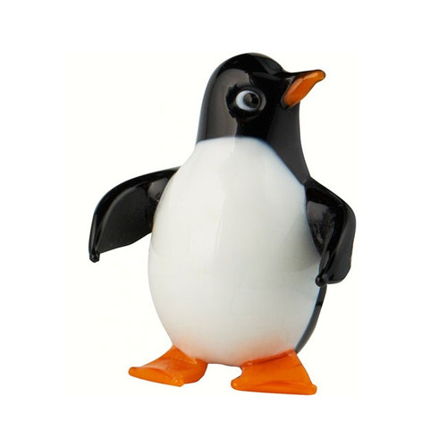 2.25" White and Black Penguin Art Glass Animal Figurine - IMAGE 1