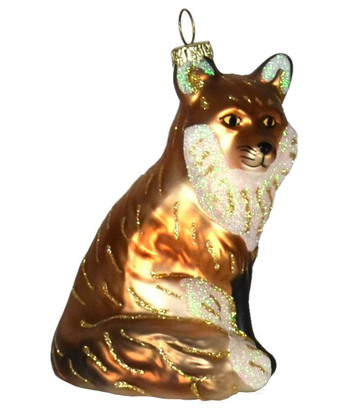 4" Red Fox Hand Blown Glass Hanging Figurine Ornament - IMAGE 1