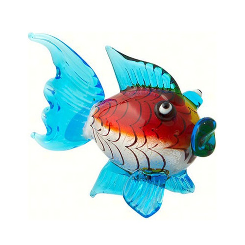 3.75" Blue Blowfish Art Glass Animal Figurine - IMAGE 1