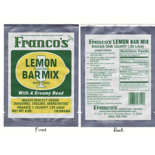 9.75" Green and Gray Pack Franco's Lemon Flavored Bar Mix - IMAGE 1