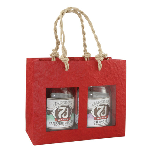 8" Red Paper Handmade Gourmet Bag with Two Compartment - IMAGE 1
