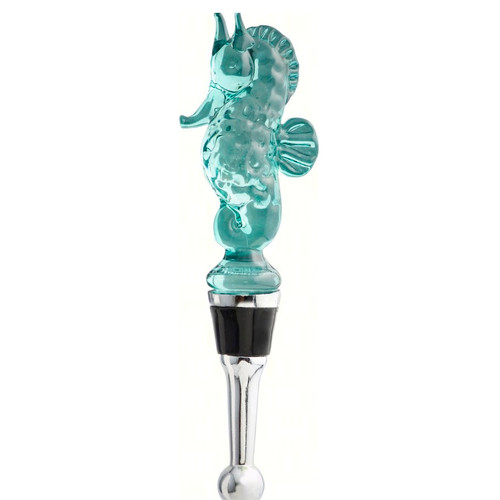 Clear Seahorse Design Hand Blown Bottle Stopper - IMAGE 1