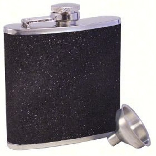 7.25" Black Glittery Stainless Steel Flask - IMAGE 1