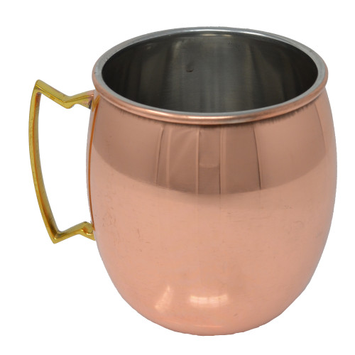4.25" Smooth Bulk Copper Clad Moscow Mule Mug with Brass Handle 16 oz - IMAGE 1