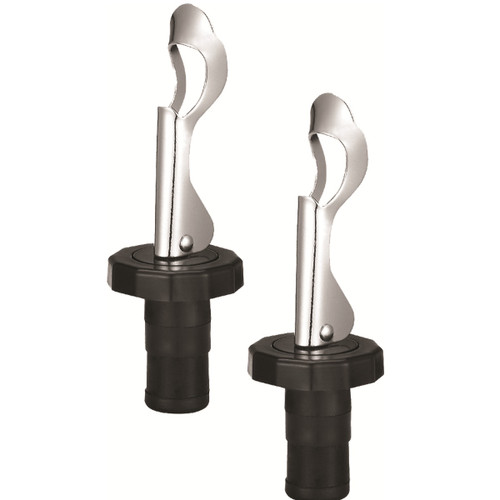 Set of 2 Black and Silver Plastic Wine Bottle Stoppers 6.75" - IMAGE 1