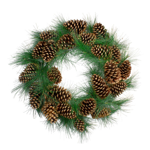 Long Needle Pine and Pine Cone Artificial Christmas Wreath - 24-Inch, Unlit - IMAGE 1