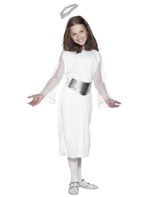 49" White and Silver Angel Girl Child Christmas Costume - Medium - IMAGE 1