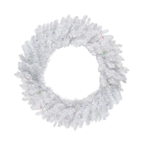 Pre-Lit Battery Operated Snow White Christmas Wreath - 30" - Multicolor LED Lights - IMAGE 1