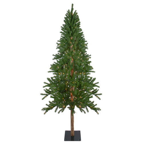 7' Pre-Lit Medium Alpine Artificial Christmas Tree, Clear Lights - IMAGE 1