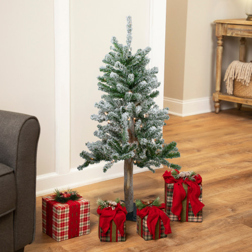 Pre-Lit Flocked Alpine Artificial Medium Christmas Tree - 3' - Clear Lights - IMAGE 1