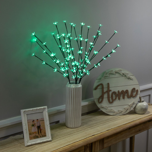 LED Lighted Artificial Cherry Blossom Tree Branches - 2.5' - Green - Set of 3 - IMAGE 1