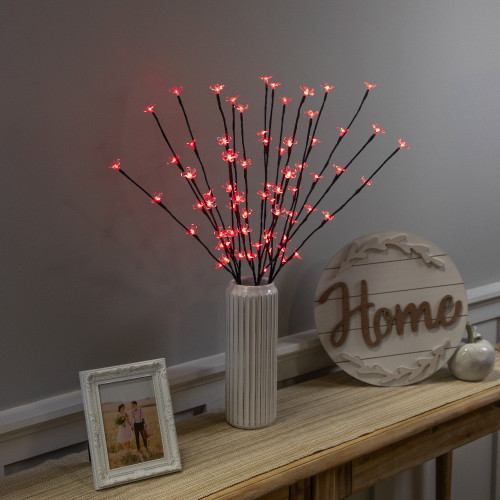 Pre-Lit Cherry Blossom Artificial Tree Branches - 2.5' -  Red LED Lights - Set of 3 - IMAGE 1