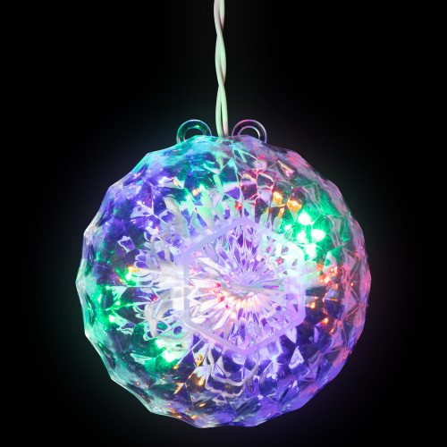 LED Lighted Crystal Sphere Outdoor Christmas Decoration - 5" - Multicolor - 2' White Wire - IMAGE 1