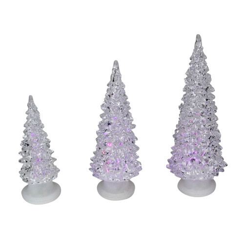 Set of 3 Clear Color Changing LED Lighted Christmas Trees - IMAGE 1