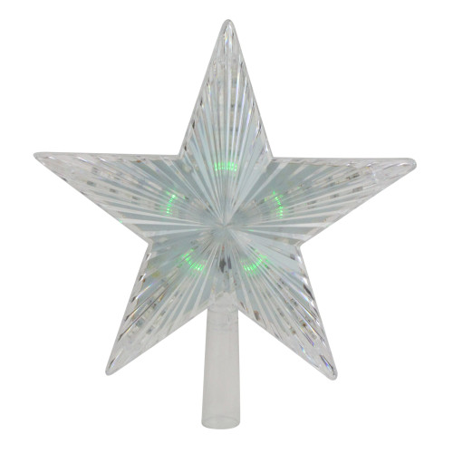 Lighted Flashing Crystal Star Christmas Tree Topper - 9" - Multicolor LED Lights - IMAGE 1