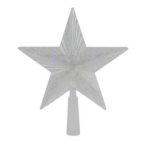 8" Pre-Lit Clear Crystal Star Christmas Tree Topper - Multicolor LED Lights - IMAGE 1