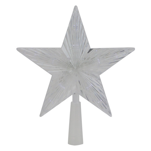 8" Pre-Lit Clear Crystal Star Christmas Tree Topper - Clear LED Lights - IMAGE 1