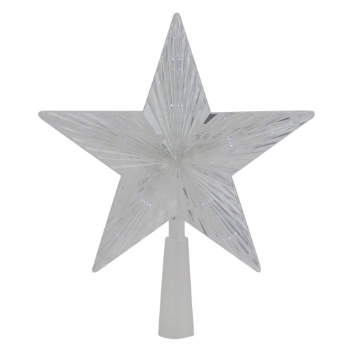 Lighted Clear Crystal Star Christmas Tree Topper - 8" - Clear LED Lights - IMAGE 1