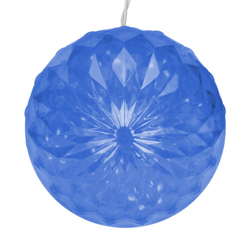 Blue LED Hanging Crystal Sphere Ball Outdoor Christmas Decor - 6 Inch - IMAGE 1