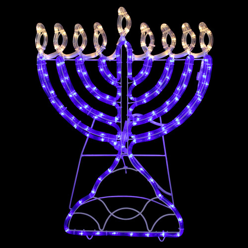 150 Clear and Blue LED Hanukkah Menorah Rope Lights - 1.4 ft White Wire - IMAGE 1