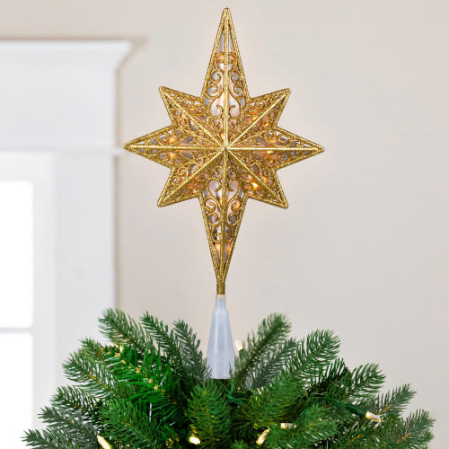 13 Lighted Gold Star With Rotating Projector Christmas Tree Topper Multicolor Led Lights Christmas Central