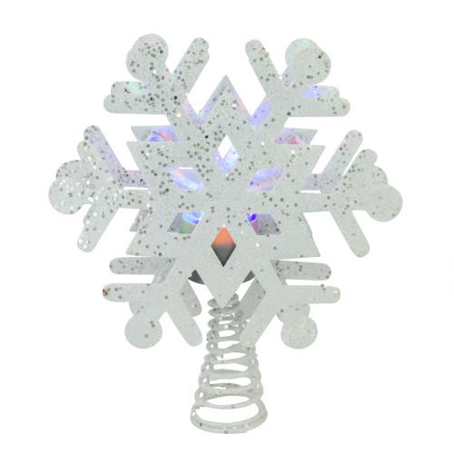 12" Lighted White Snowflake Christmas Tree Topper - Multicolor Lights - IMAGE 1