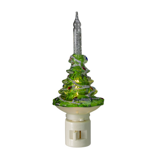 6.5" Green & White Christmas Tree Bubble Night Light Christmas Central