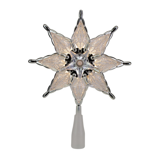 8" Lighted Gray 8 Point Star Christmas Tree Topper - Clear Lights - IMAGE 1