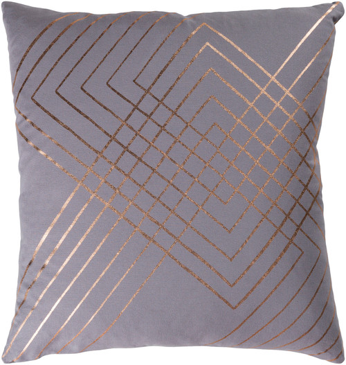 20" Moon Gray and Copper Decorative Throw Pillow Cover - IMAGE 1